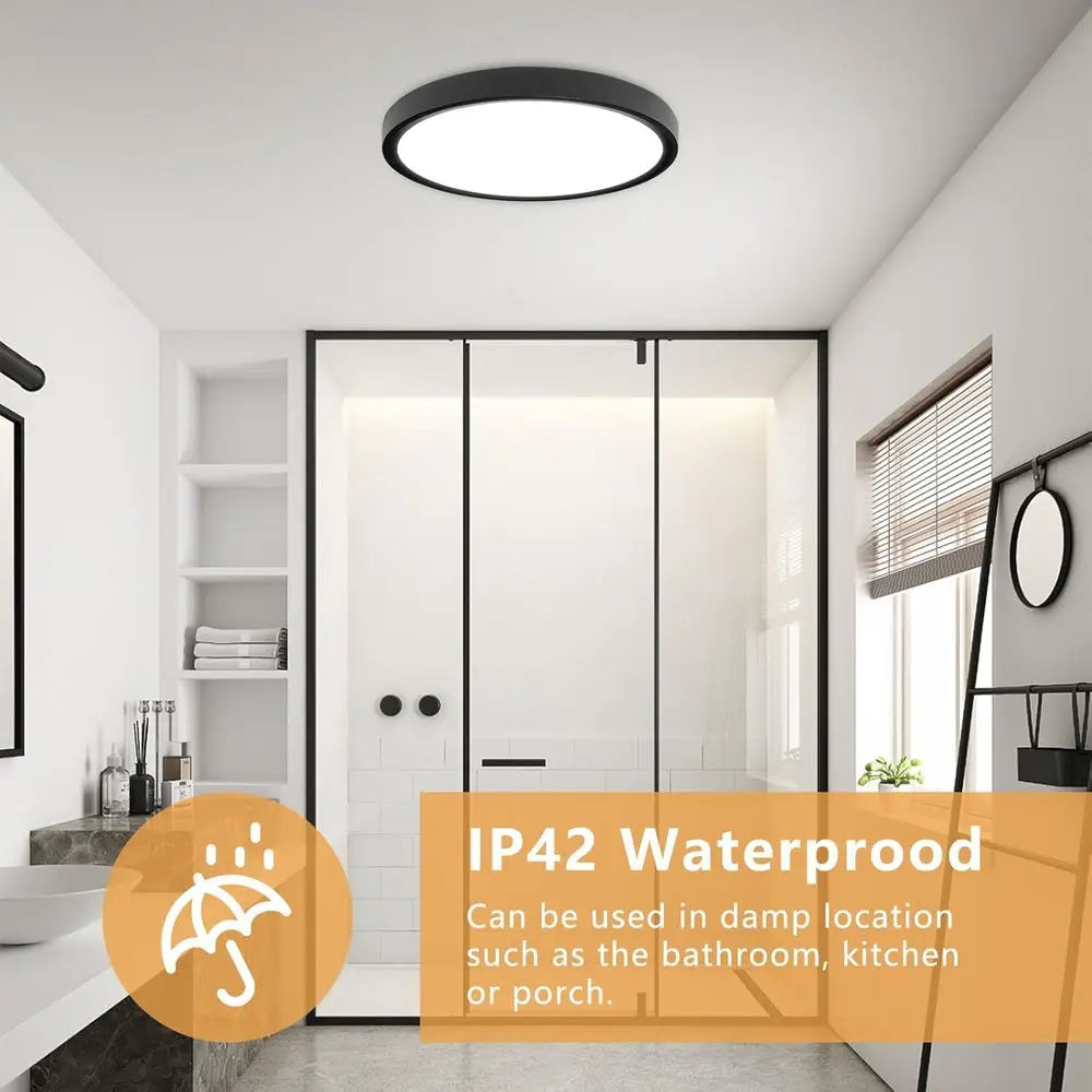 12 Inch LED Ceiling Light, 24W, 2520LM, 3000K/4000K/6000K CCT Selectable, Slim Profile Fixture for Hallway, Bedroom, Kitchen