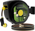 Retractable Garden Hose Reel, 65 ft x 1/2 inch Garden Hose with Auto Return System, Retractable Water Hose with 180°Swivel