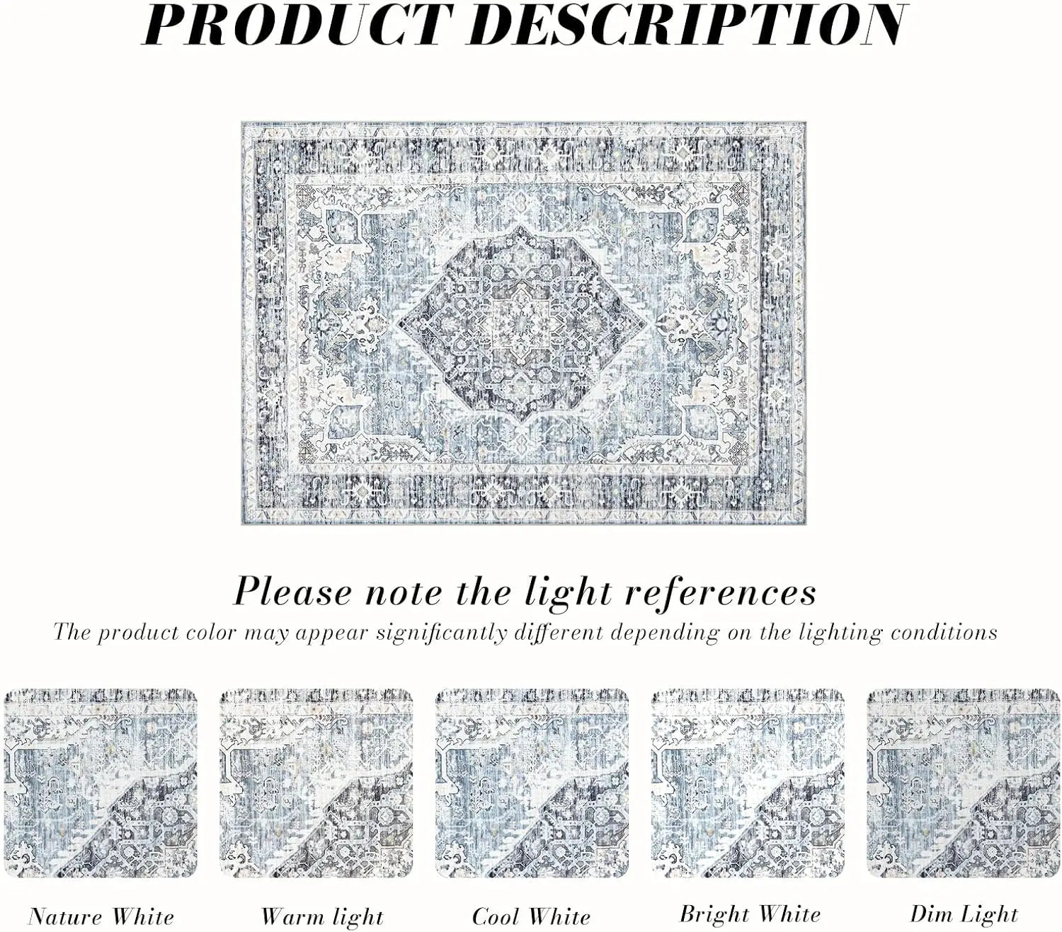 9x12 Vintage Boho Rug, Ultra-Soft Washable Non-Slip Carpet for Living Room Bedroom Office