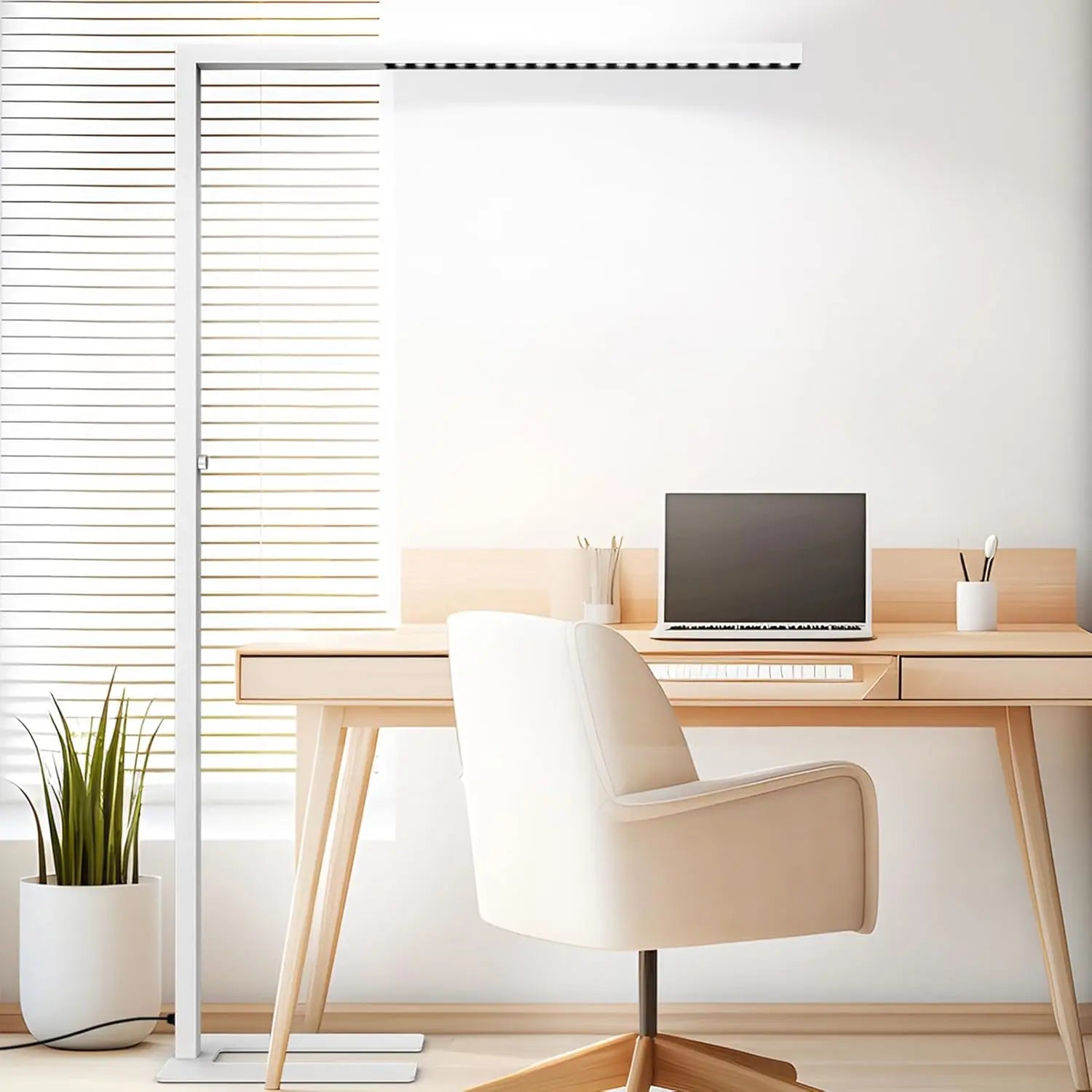 77" Dimmable LED Floor Lamp, 7350LM Eye-Care Standing Light for Office and Living Room - White