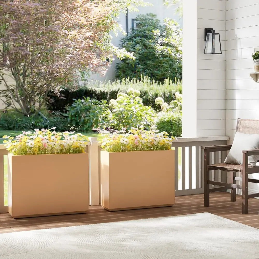 Durable Wallowa Outdoor Planter, Coral Peach, 30L x 10W x 24H, 30.8 lbs, Tall Divider