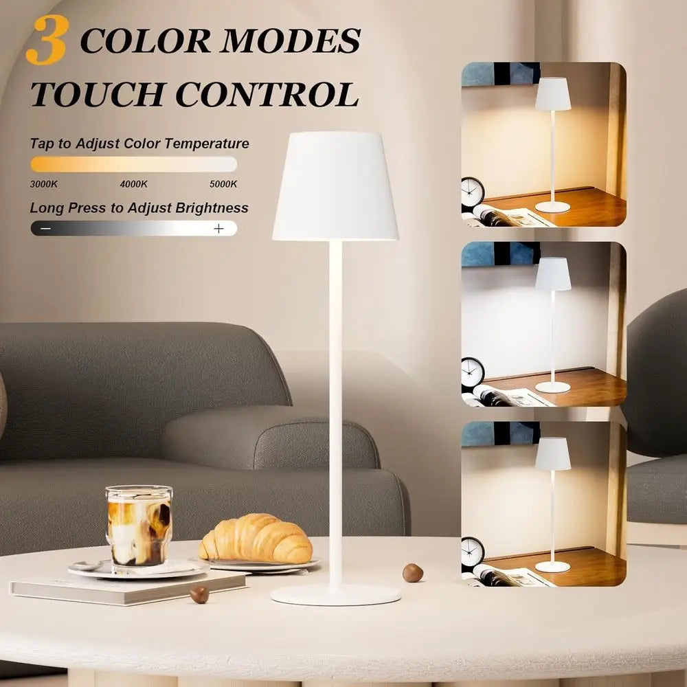 Kakanuo CordlTable Lamp Rechargeable White - KK 2 Pack 5000mAH Battery Operated Lamp or Table, 3 Color SteplDimming WirelLamp or