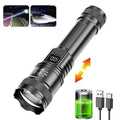 High Strong Power Led Flashlights 2000LM Tactical USB Charging Camping Emergency Fishing Zoom Lantern Torch with Display Light