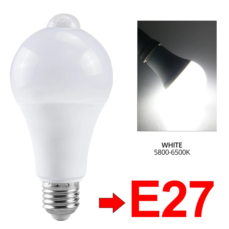 Microwave Radar Detection LED Light Bulb 220V E27 12W Radar Motion Induction Lamp Built-in Radar/Light Sensors For Home Stairs
