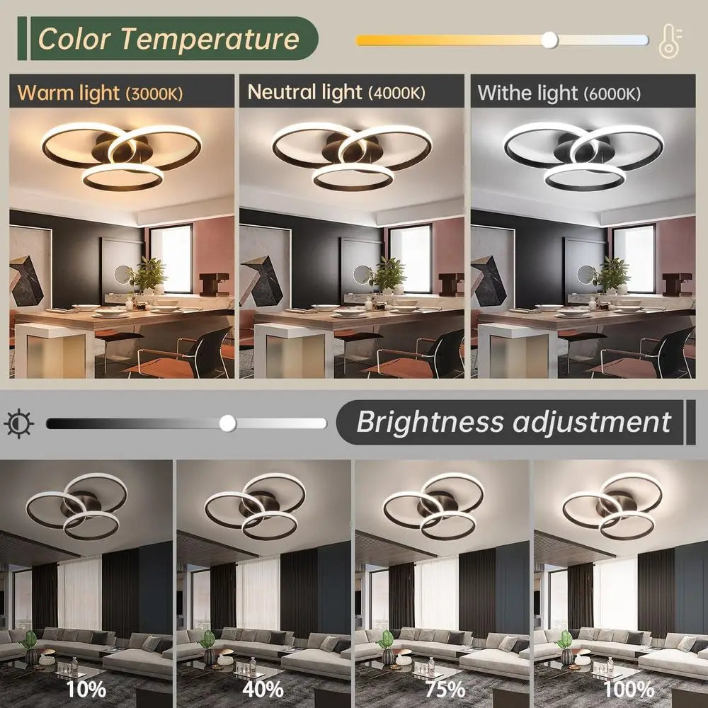 Dimmable LED Ceiling Light Fixtures with Remote Control, Suitable for Bedroom, Living Room, Dining Room, Kitchen (3000K-6500K)