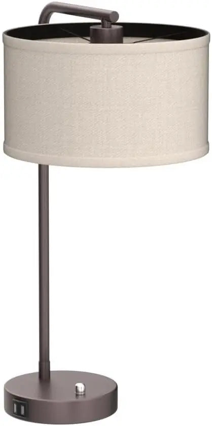 Modern USB Table Lamp with Dimmable LED, Dual Charging Ports for Bedroom and Office