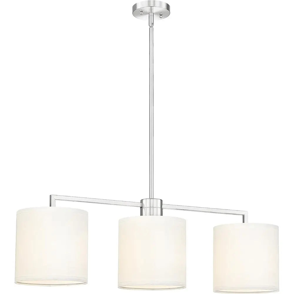 3-Light Dining Room Light ixture, Brushed Nickel Kitchen Island Lighting with Linen Drum Shade, ern Linear Chliers or Dining Roo