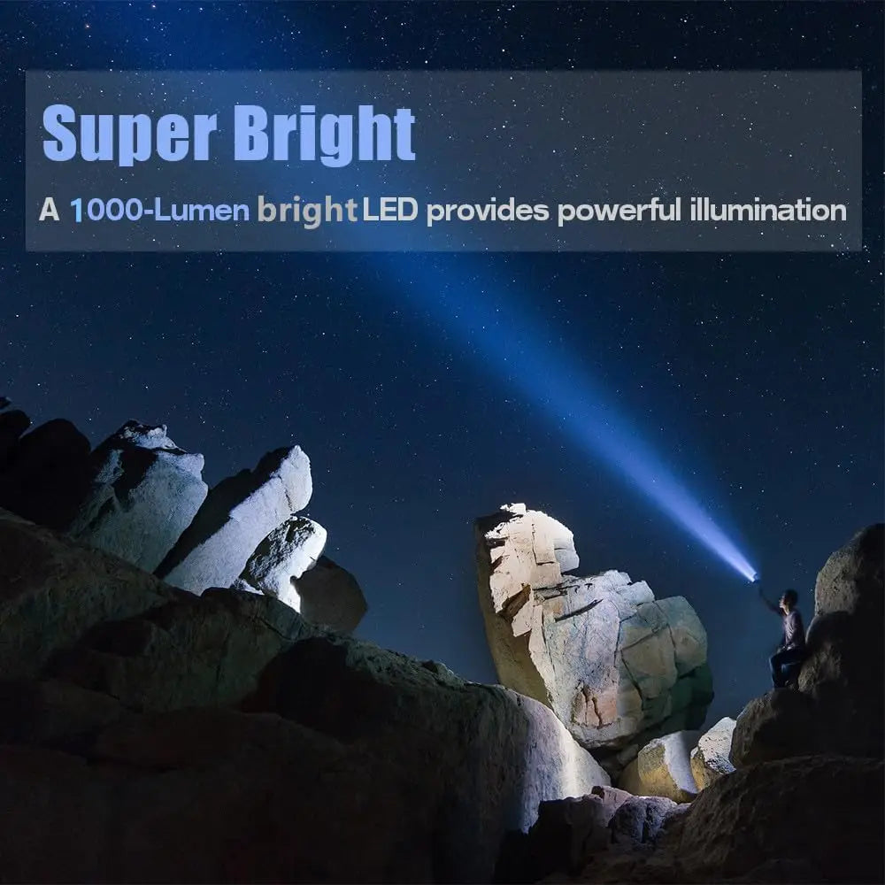 Rechargeable Super Bright LED Spotlight with Flood Light, Tripod, Long Battery Life for Camping and Outdoor Use
