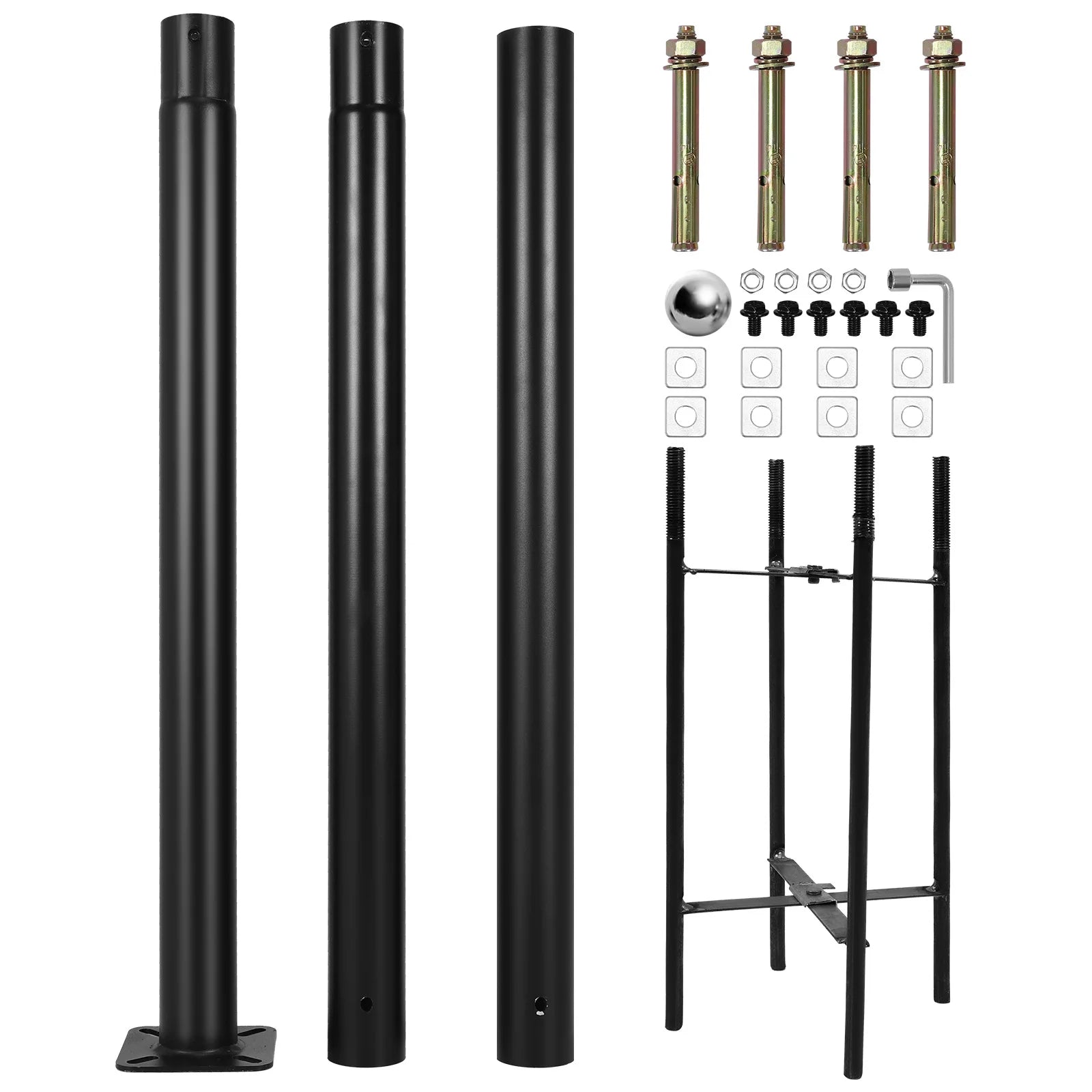 10Ft Tall Splicing Lights Column with Rebar Cage Base 3-Meter Straight Road Pole Weather-Resistant for Street/Parking Lots/Park