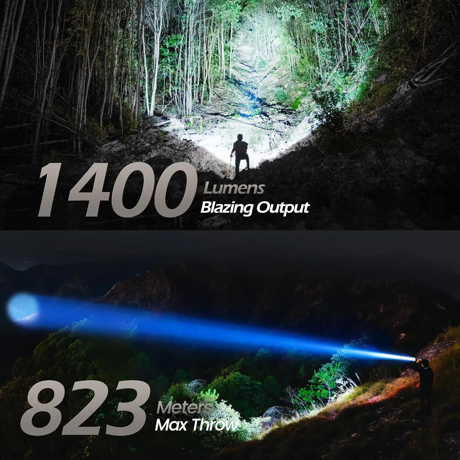 Compact Rechargeable Spotlight with Adjustable Focus, 823m Range, 3 Modes for Outdoor Boating Hunting Camping Hiking