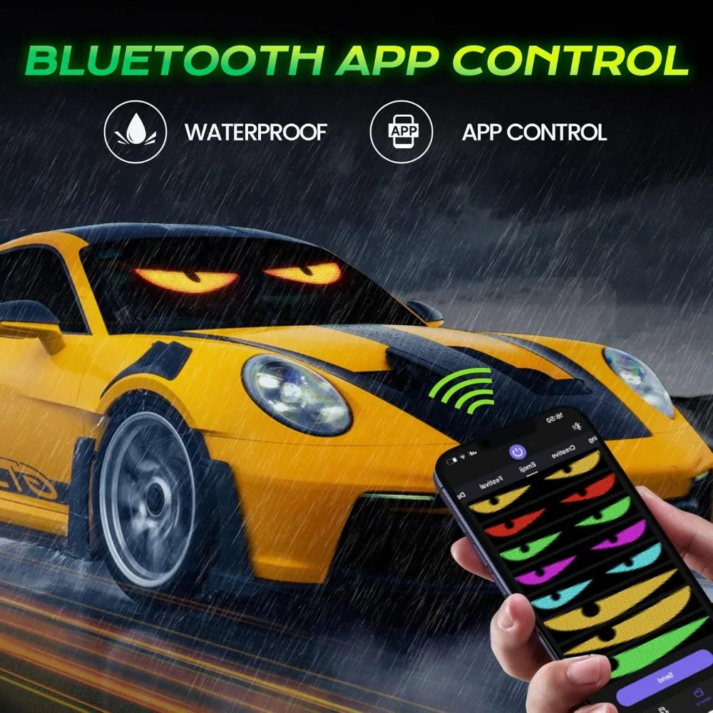 Devil Eyes LED Light for Cars Flexible Scrolling LED Display App Control Dynamic DIY Pattern Text Eye Lights for Car Windshield