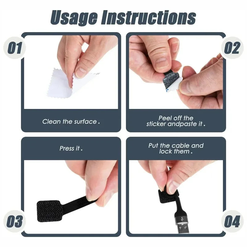 Ties Fastening Wire Reusable Cable Organizer Cord Rope Holder Self Adhesive Adjustable Cord Organizer Straps Desk Management