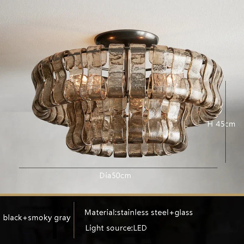 Gray Glass Ceiling Chandeliers 2026 Classic Round Hanging Lamps for Ceiling Home Decoration Lighting Gold Lustres Lamparas