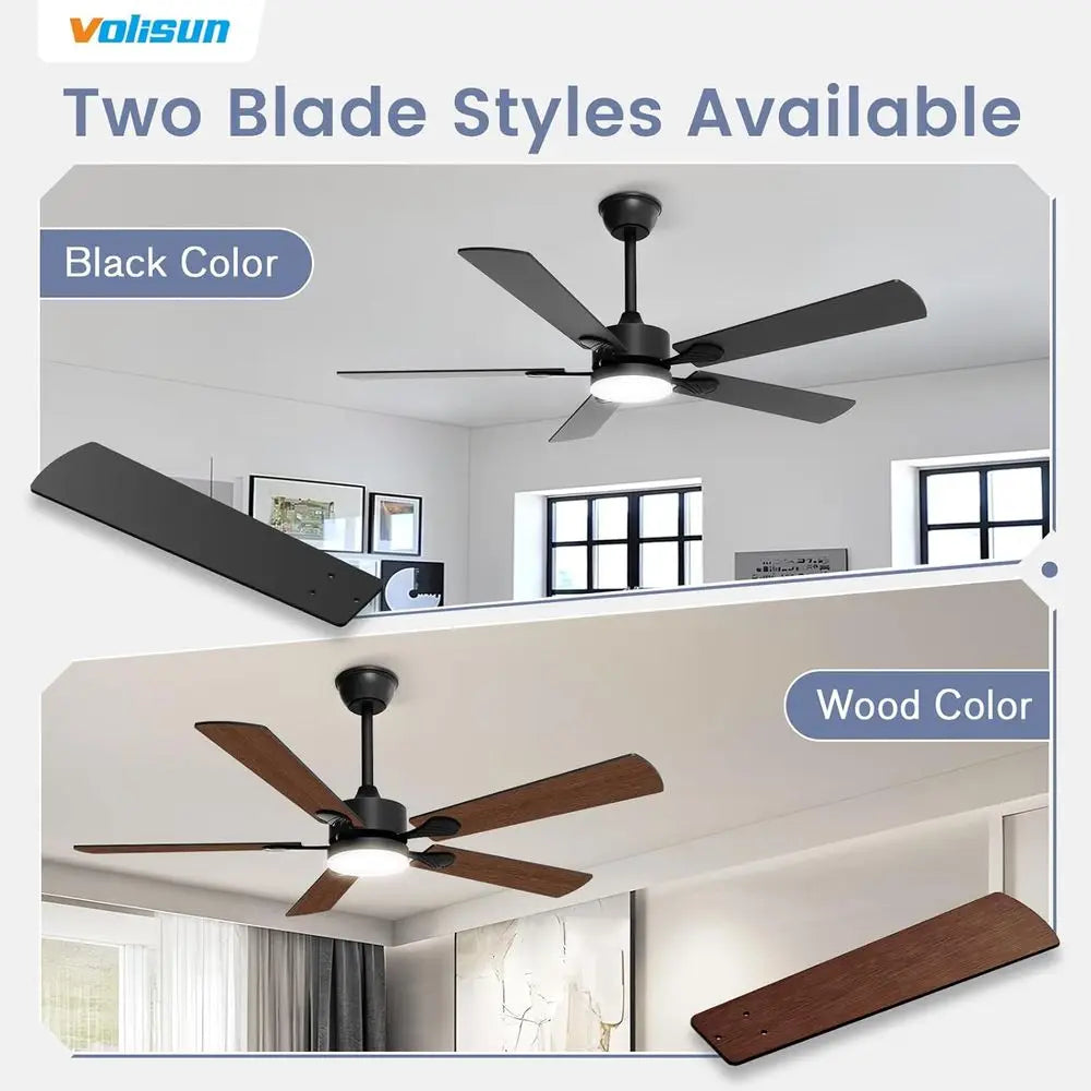 52 Inch Lush Mount Ceiling Fan with Lights and Remote, Dimmable LED Fan Light, Low Profile Ceiling Fan for Bedroom, Indoor/Outdo