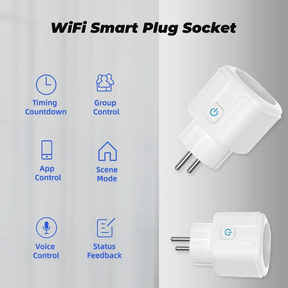 Smart Plug WiFi Socket EU 16A/20A With Power Monitor Timing Function Tuya Smart Life APP Control Works With Alexa Google Home