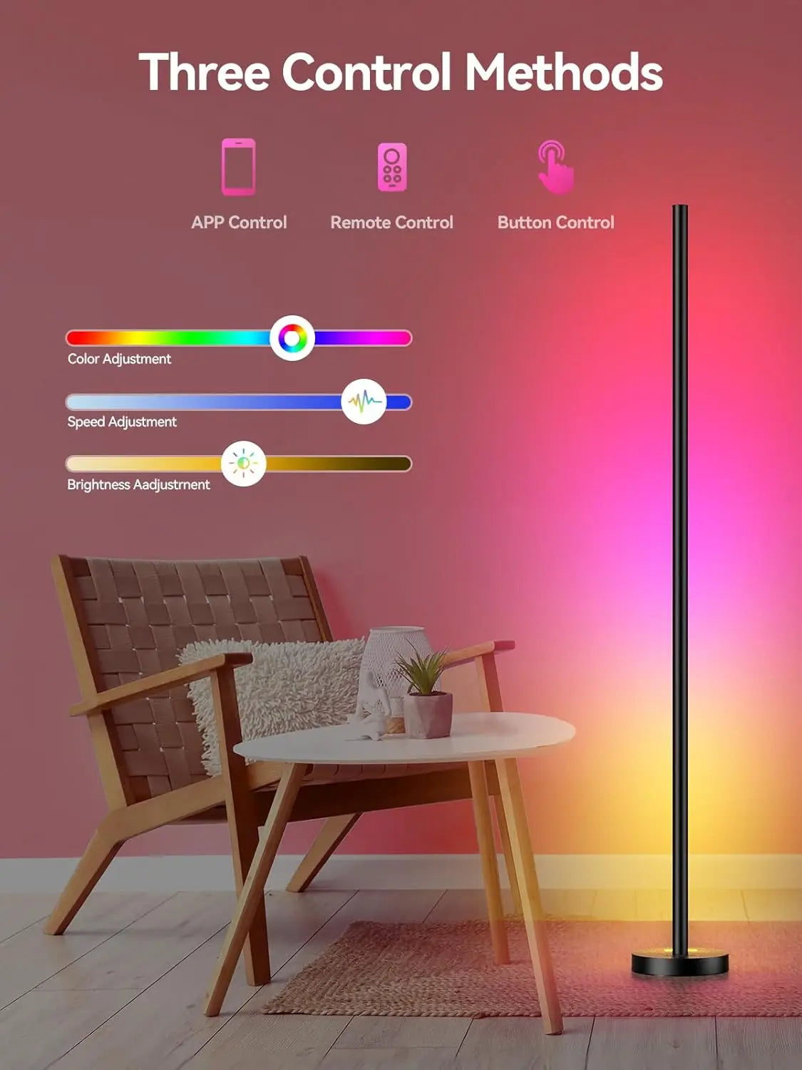 RGBICW LED Corner Floor Lamp 2 Pack - 16M Colors, Music Sync, App Control for Living Room & Gaming
