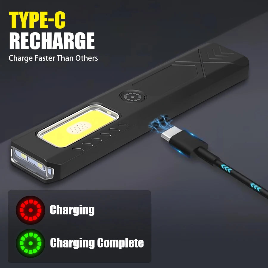 LED Hat Clip Flashlight USB-C Rechargeable 800LM Birght Torch Light- With Magnet, Portable Mini Flood Work Light/Pocket Lantern