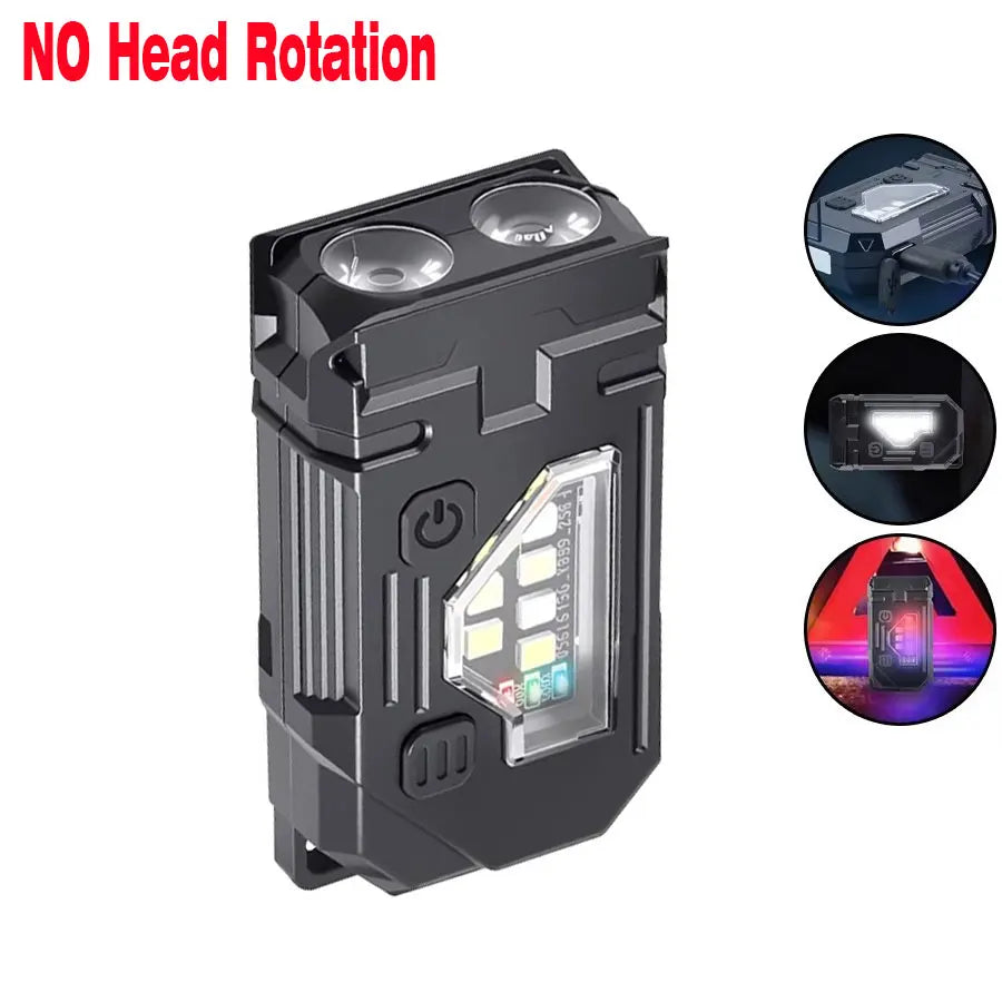Mini Portable LED COB Flashlight Head Rotation Magnetic Torch Built-in Battery USB Rechargable Outdoor Camping Emergency Lantern