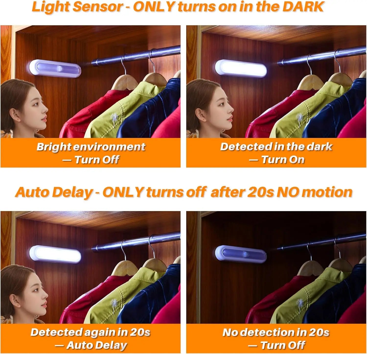 3 Pack Motion Sensor LED Lights, Battery Powered Stick-On for Closet Stairs Cabinet, Cool White