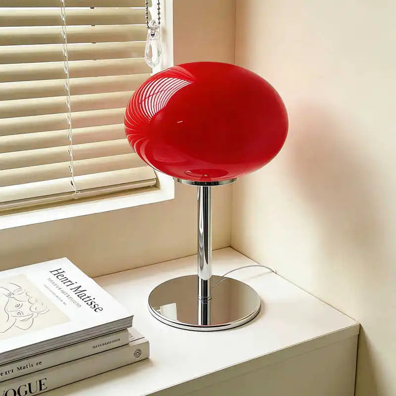 Mid-Century Vintage Bauhaus Mushroom Glass Table Lamp - Eye-Caring Warm Decorative Lamp for Living Room Bedroom Bedside