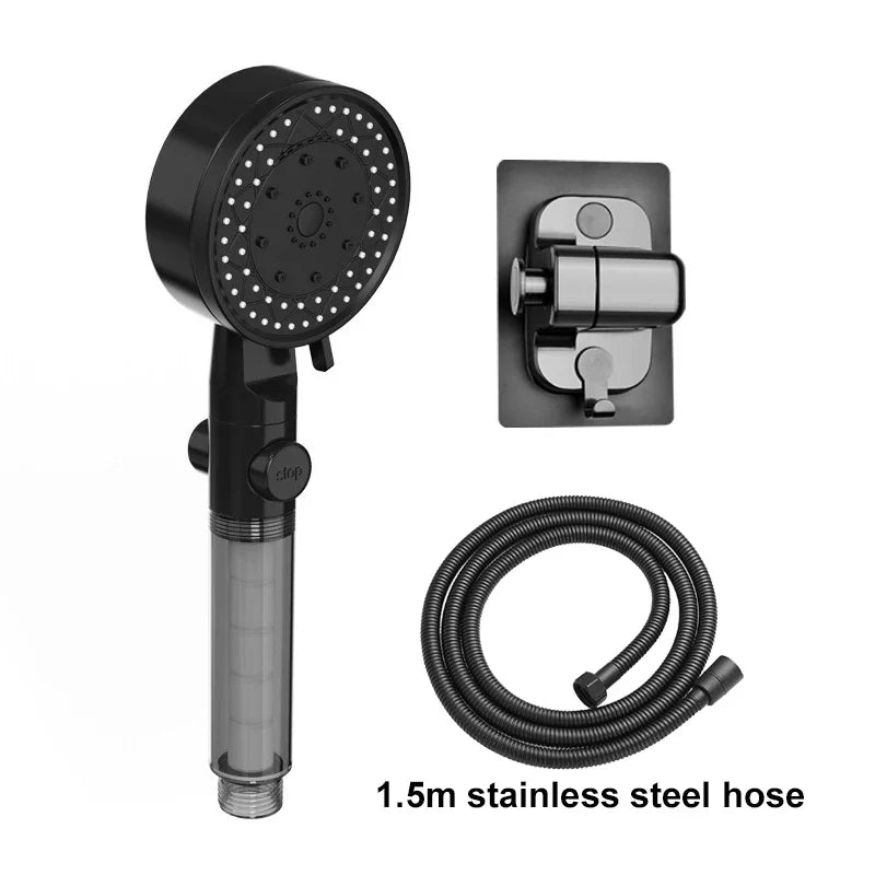10 Spray High-Pressure Water Saving Filtered Shower Head Handheld Showerhead Fall Resistance Black White Bathroom Shower Nozzle