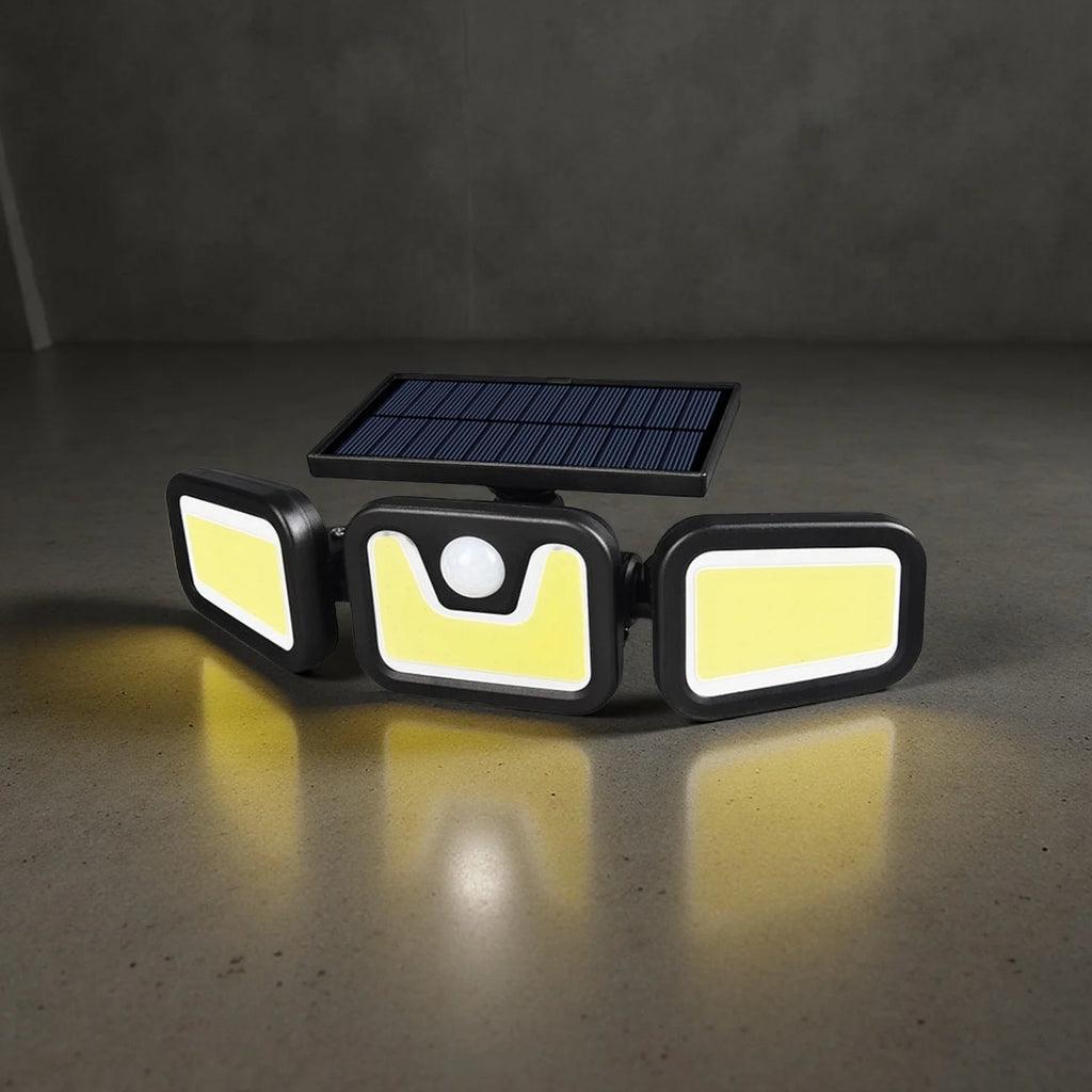 Solar Wall Lamp Garden Lamp Human Body Sensing Streetlight Rotatable Three Lights Street Lamp Energy Conservation Waterproof
