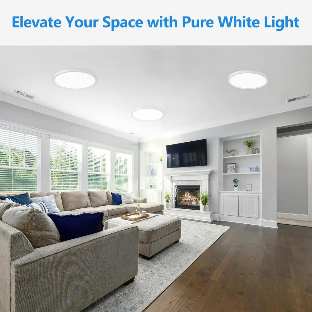 6-Pack 12 Inch LED Ceiling Lights, 2640LM 24W Dimmable & 5CCT Adjustable, Ultra Slim for Low Ceilings, Bedroom, Hallway, Basemen