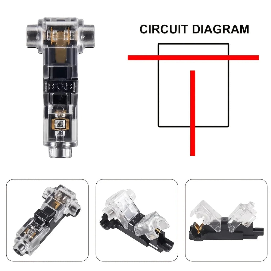 10/20/30Pcs t Type 1 Pin Low Voltage Wire Connector, Quick Solderless Wire Splice Connector, t Tap Wire Connectors, No Stripping