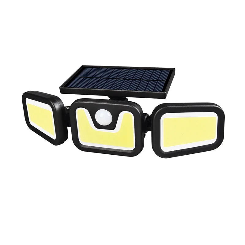 Solar Wall Lamp Garden Lamp Human Body Sensing Streetlight Rotatable Three Lights Street Lamp Energy Conservation Waterproof