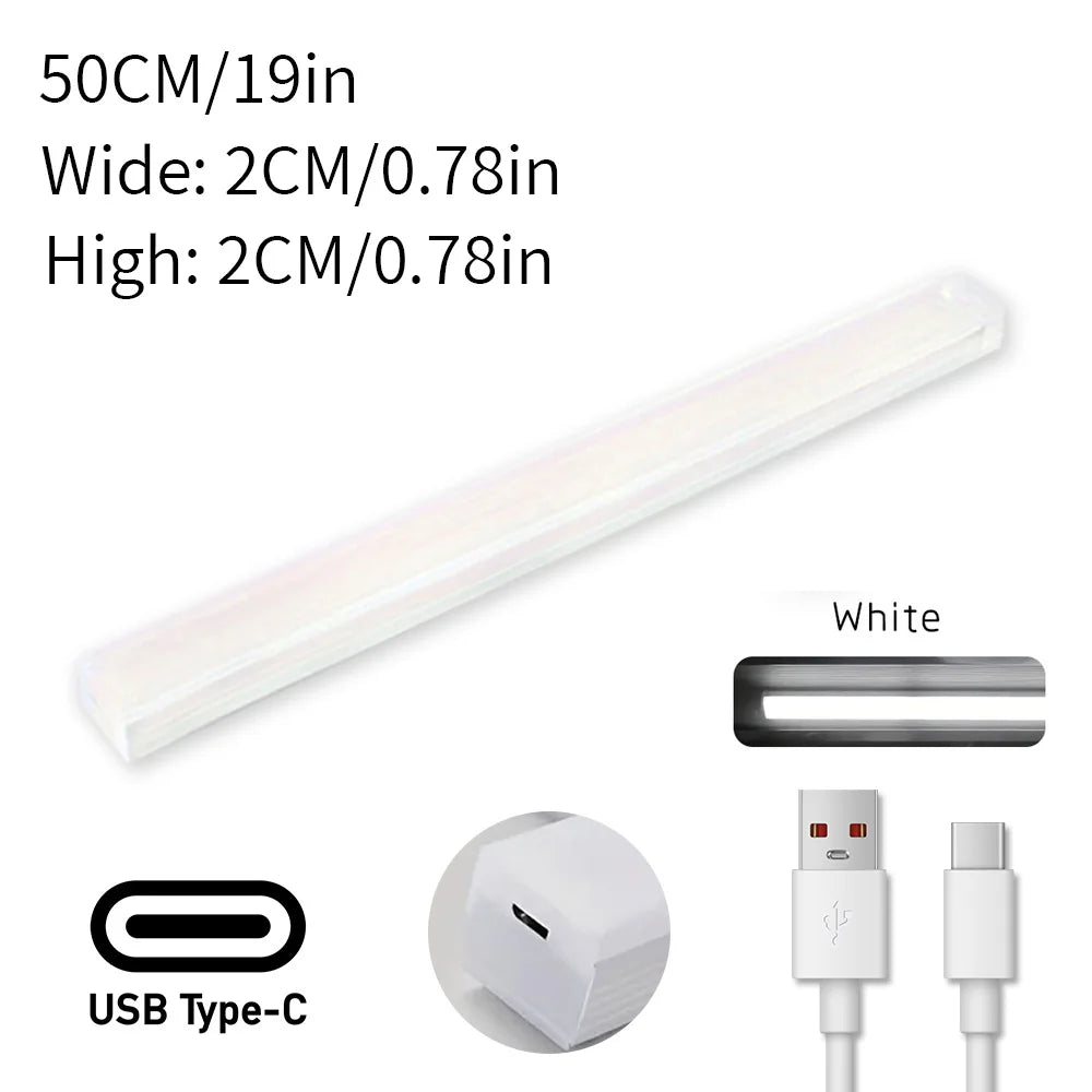 LED Motion Sensor Light Type C Rechargeable Light Wireless LED Night Light Cabinet Wardrobe Lamp Staircase Backlight For Kitchen
