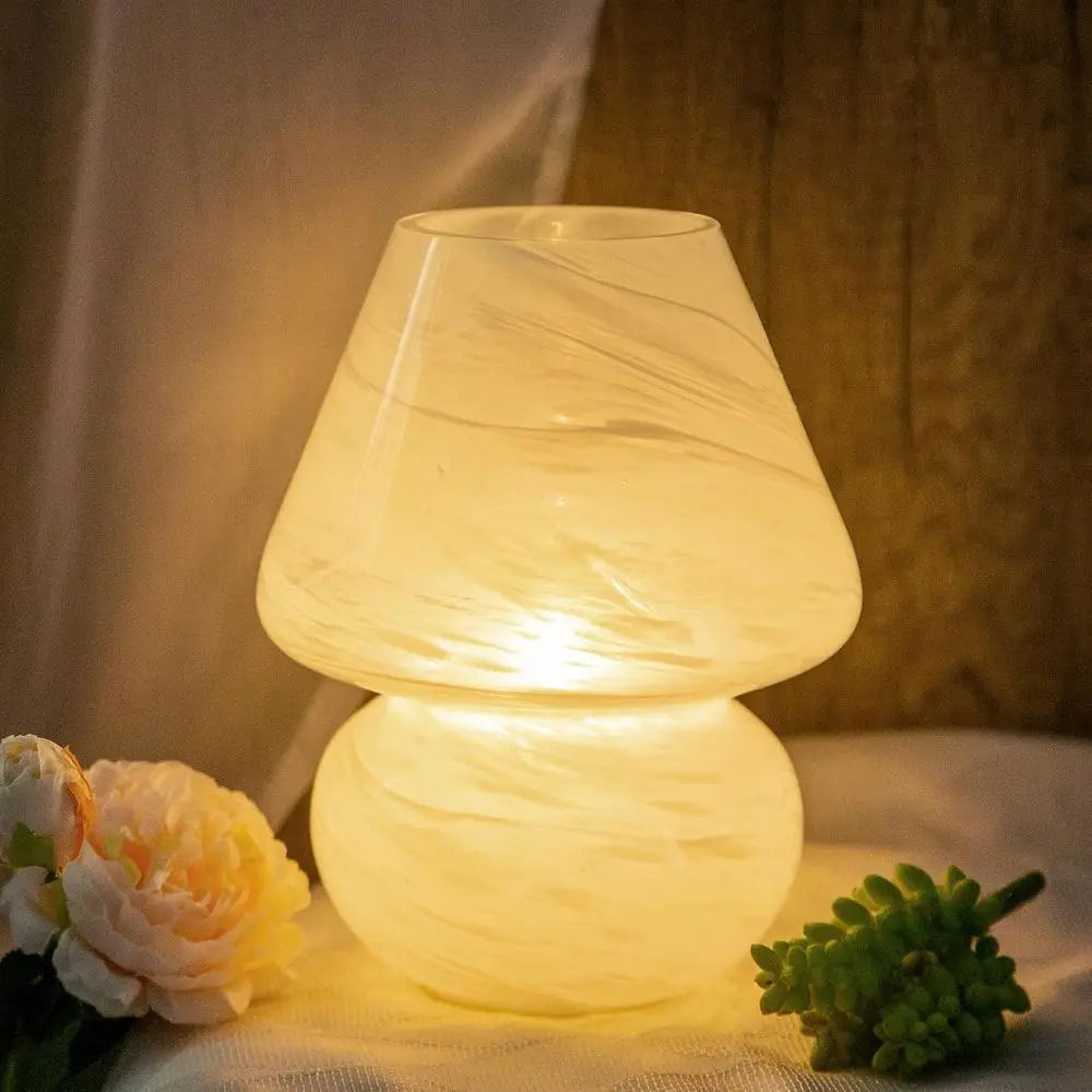 MJ PREMIER Mushroom Lamp, Battery Operated Lamps Timer, CordlTable Lamp with LED Bulb or Power Light, Decorative Home Decor or L