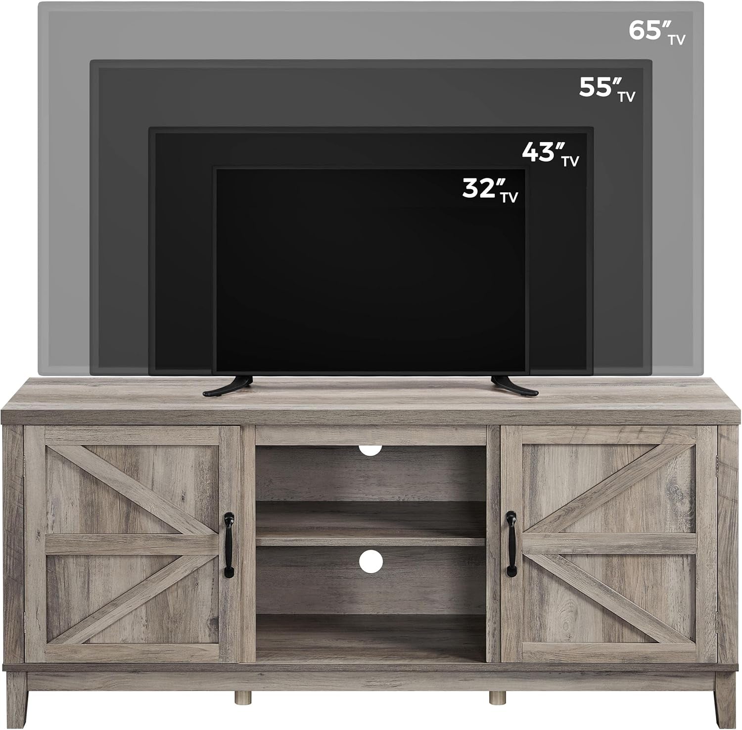 Gray Farm house TV Stand 65 Inch Entertainment Center