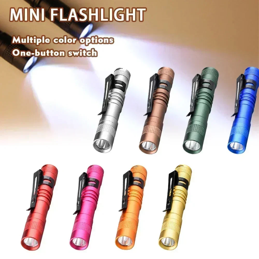 Portable Mini LED Pen Flashlight with Pen Clip Handheld Ultra Pocket Torch Use AAA Battery for Outdoor Camping Emergency Lamp