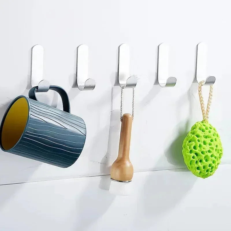 2Pcs Strong Self-Adhesive J-hook Waterproof Adhesive Hanging,Bathroom Towel Key Kitchen
