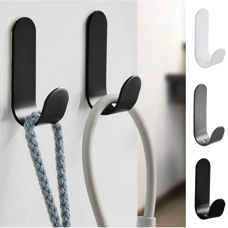 2Pcs Strong Self-Adhesive J-hook Waterproof Adhesive Hanging,Bathroom Towel Key Kitchen