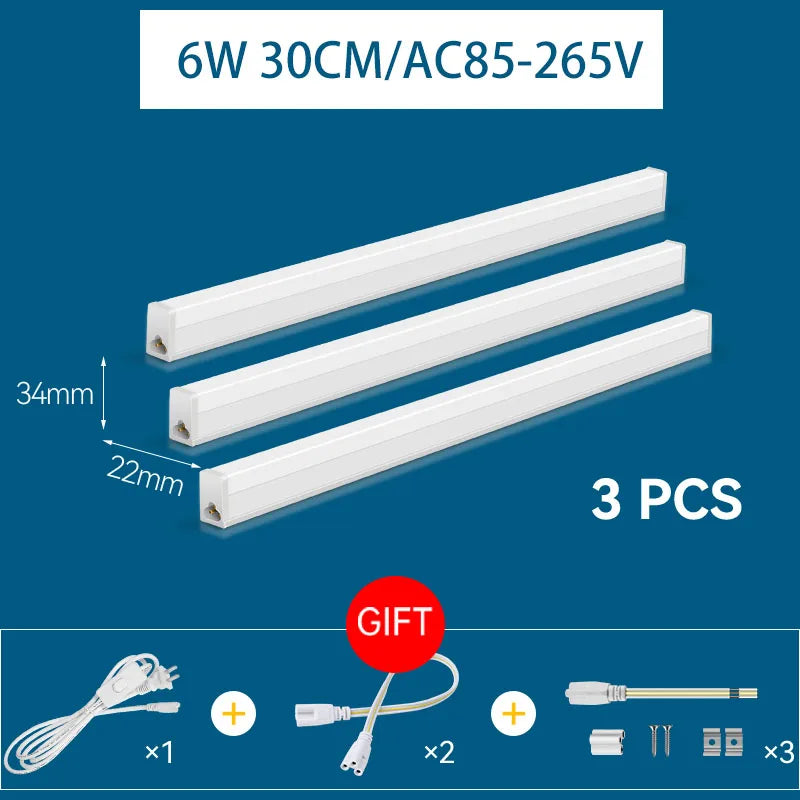 LED Light Cabinet With 1.8M Switch 0.3M/0.5M Kitchen Tube Lamp 10W/20W Super Bright For Home Bedroom Light Under kitchen Cabinet