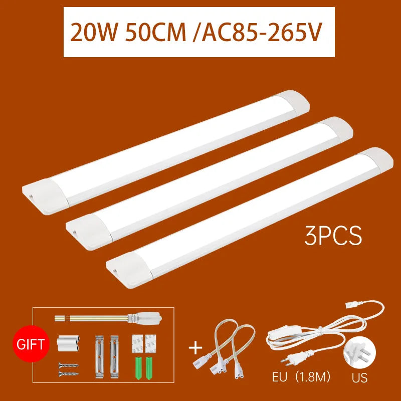 LED Light Cabinet With 1.8M Switch 0.3M/0.5M Kitchen Tube Lamp 10W/20W Super Bright For Home Bedroom Light Under kitchen Cabinet
