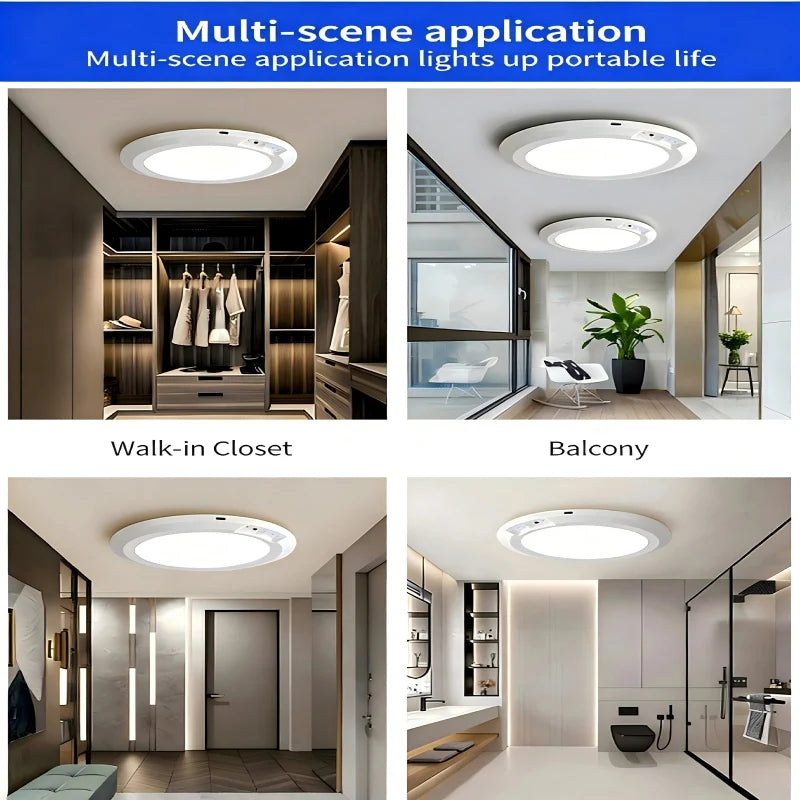 Magnetic Wireless Motion Sensor Ceiling Light | Rechargeable w/ Remote, Battery-Powered – Closet/Shower/Stairs/Patio & More
