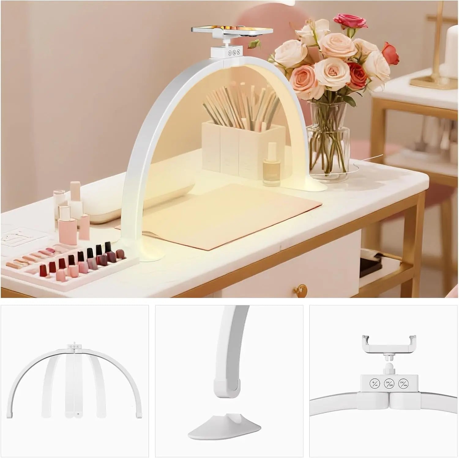 Half Moon Light U-Shaped Nail Art Home Beauty Lamp Beauty Salon Desktop Nail Care Simple Led Work Desk Lamp 36W 24inch Light