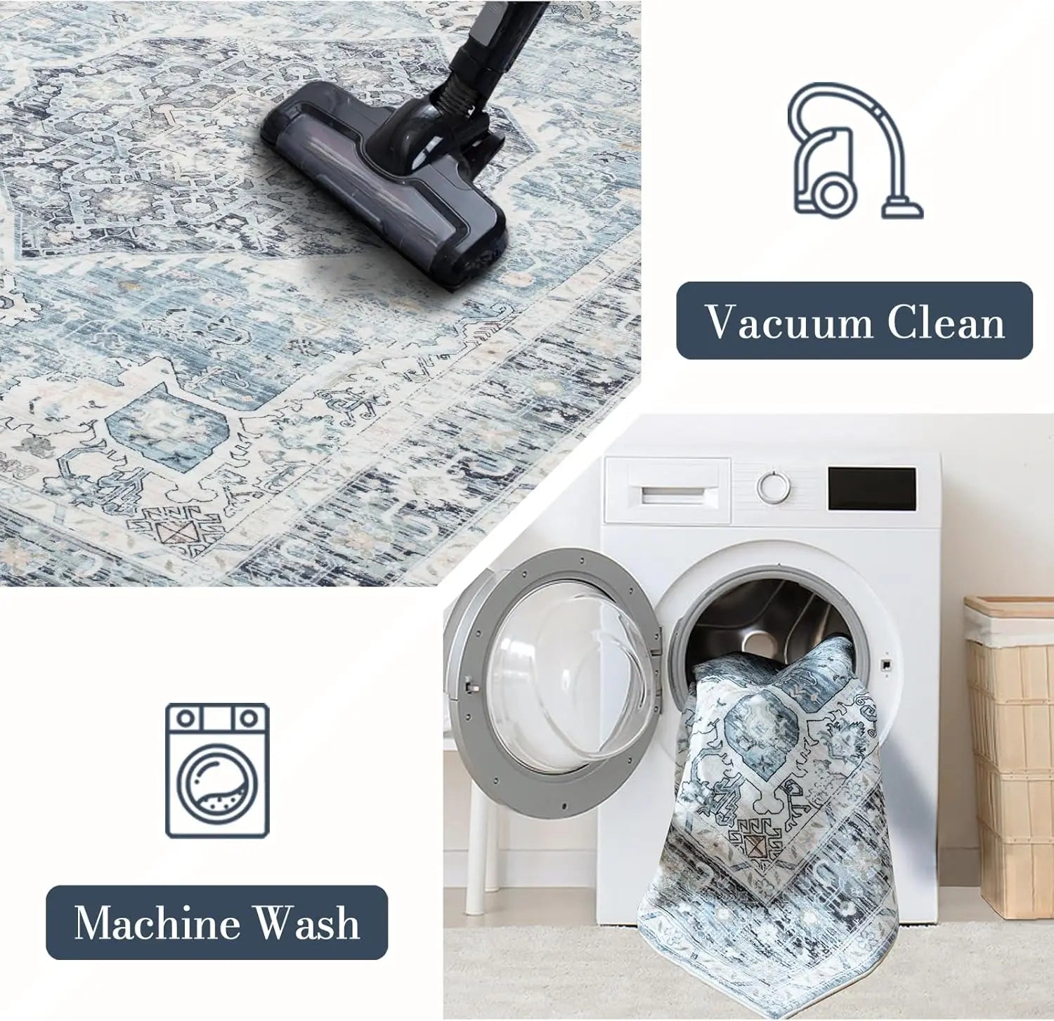 9x12 Vintage Boho Rug, Ultra-Soft Washable Non-Slip Carpet for Living Room Bedroom Office