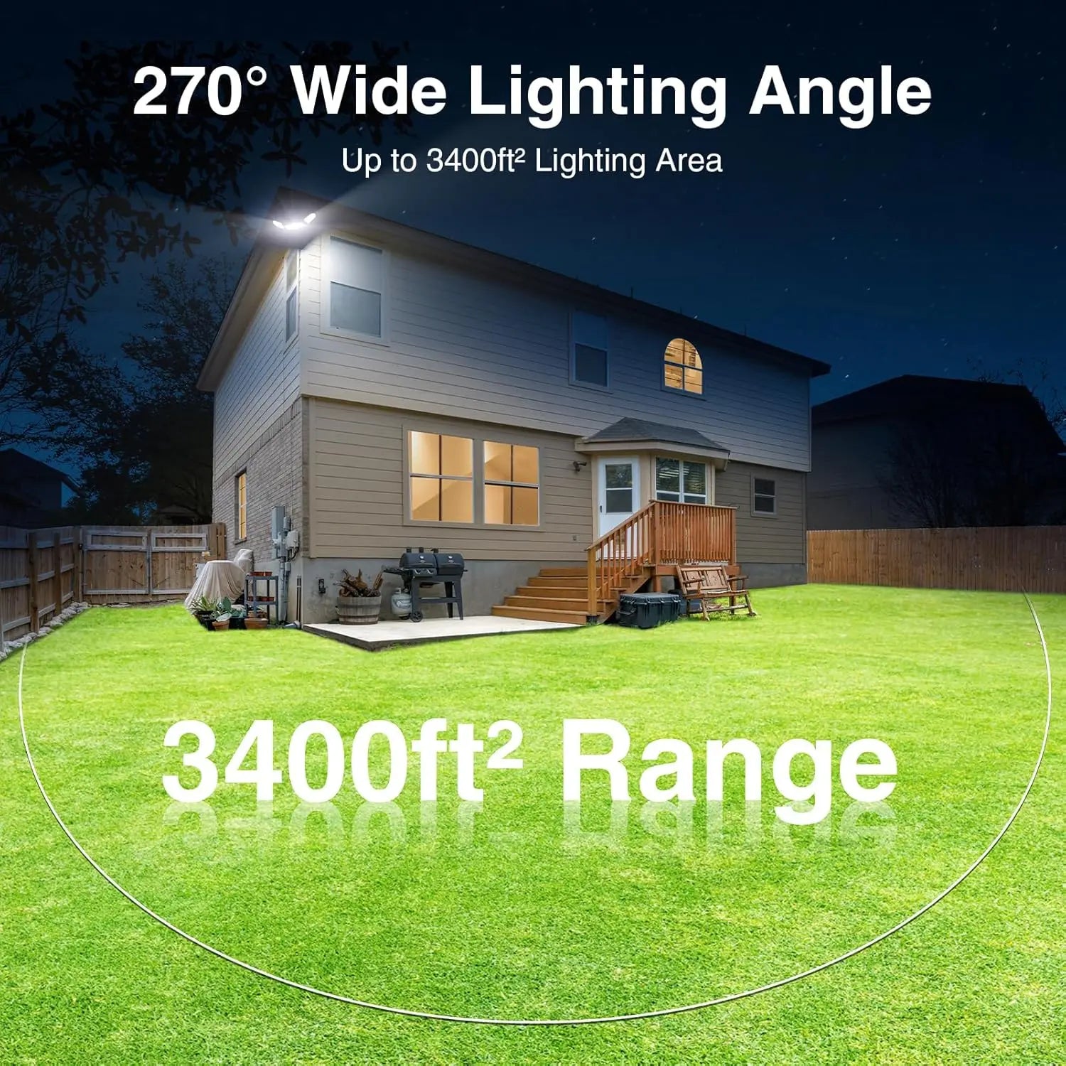 150W LED Flood Light Outdoor Waterproof IP65, 3 Adjustable Heads, 15000LM Super Bright Security Lighting for House Backyard