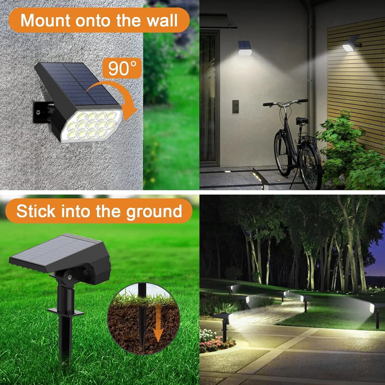 6 Pack Solar Spot Lights Outdoor, 65 LED 3 Modes IP68 Waterproof Landscape Lights for Garden Driveway Walkway