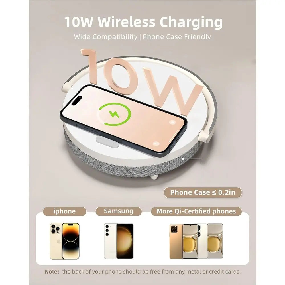 4-in-1 Multifunction Bluetooth Speaker: Bedside Lamp, Wireless Charging, Dimmable Night Light, Phone Holder - Perfect for Birthd