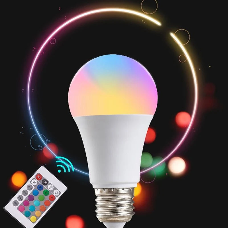 LED RGB Light Bulb AC 220V 230V E27 Bombillas LED  IR Remote Control Changeable Colorful RGBW Led Lamp Spotlight Bulb