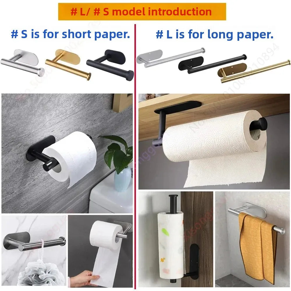 1PCS Kitchen Paper Towel Holder Toilet Paper Holder Adhesive Tissue Rack Napkin Dispenser Cabinet Storage Bathroom Accessories