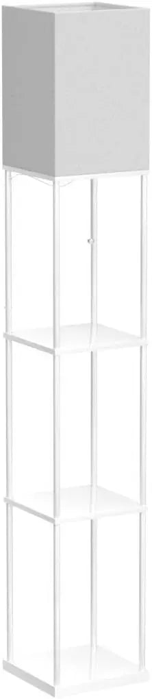 Modern Square Shelf Floor Lamp with Dimmable LED Bulb, White Shade for Living Room and Bedroom