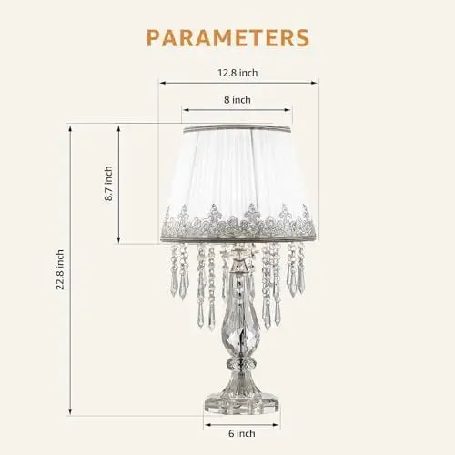 Modern Crystal Table Lamp Set of 2 with Dimmable Light for Bedroom Living Room Elegant Design