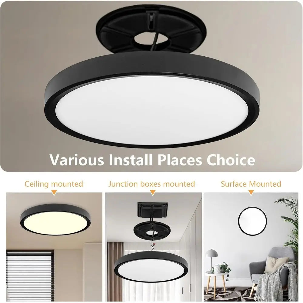 12 Inch LED Ceiling Light, 24W, 2520LM, 3000K/4000K/6000K CCT Selectable, Slim Profile Fixture for Hallway, Bedroom, Kitchen