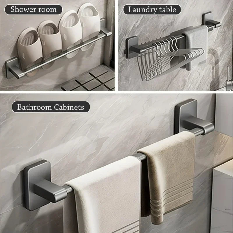 6pcsBathroom Towel Rack Towel Holder Self-adhesive Bathroom Towel Rack Hooks  Bathroom Shelf Without Drilling Towelrack Bathroom