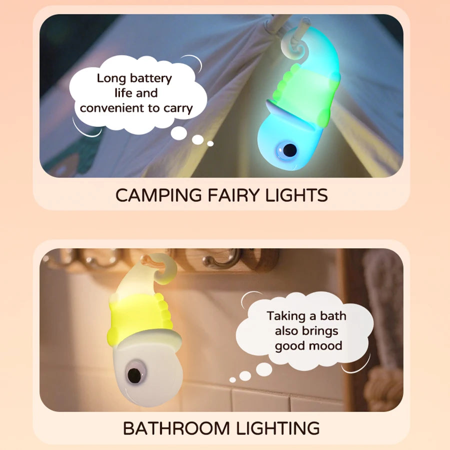 Cute Chameleon Night Light USB Rechargeable Silicone Lamp for Eye Protection and Soft Glow, Room Decor for Kids Reading Lamp